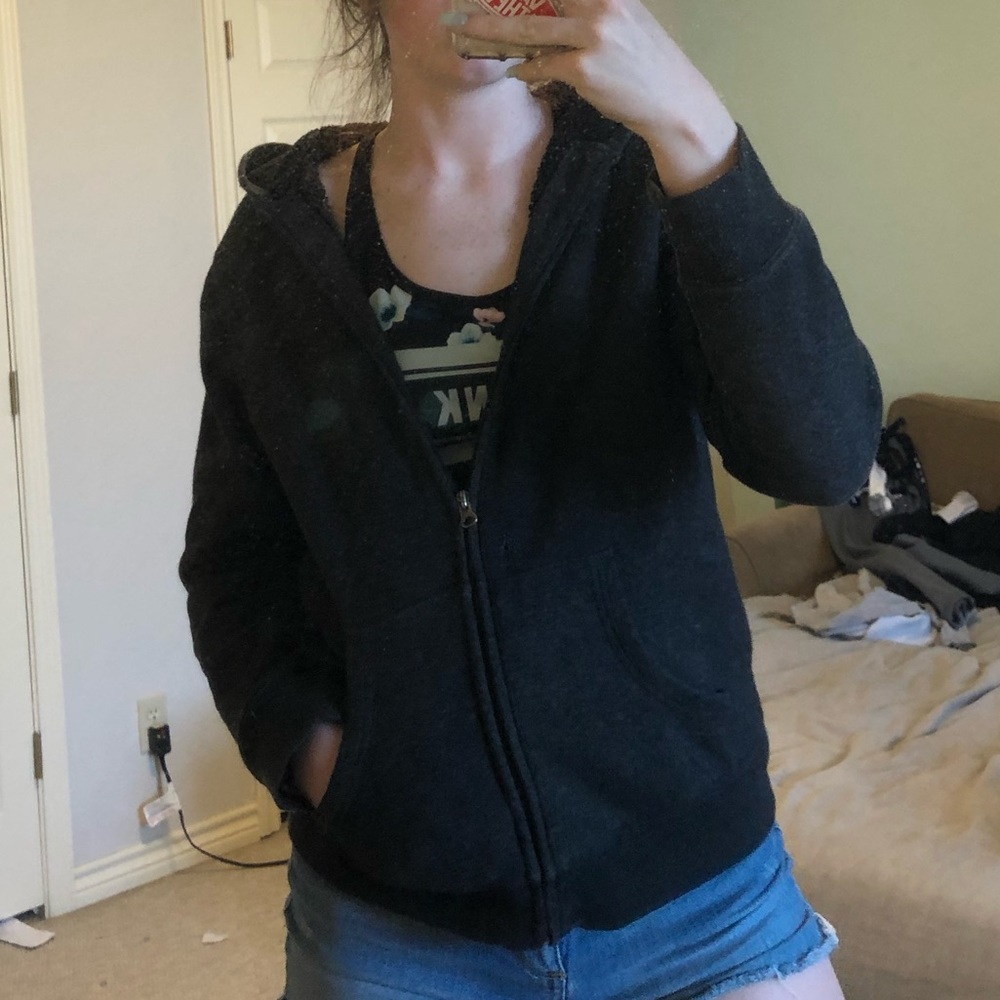 Grey zip up hoodie